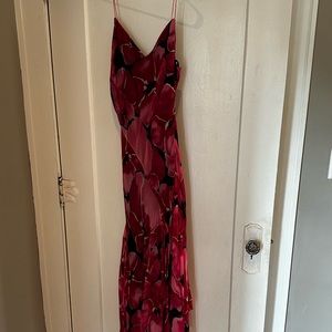NWT Laundry by Shelli Segal size 12 floral asymmetrical silk pink dress